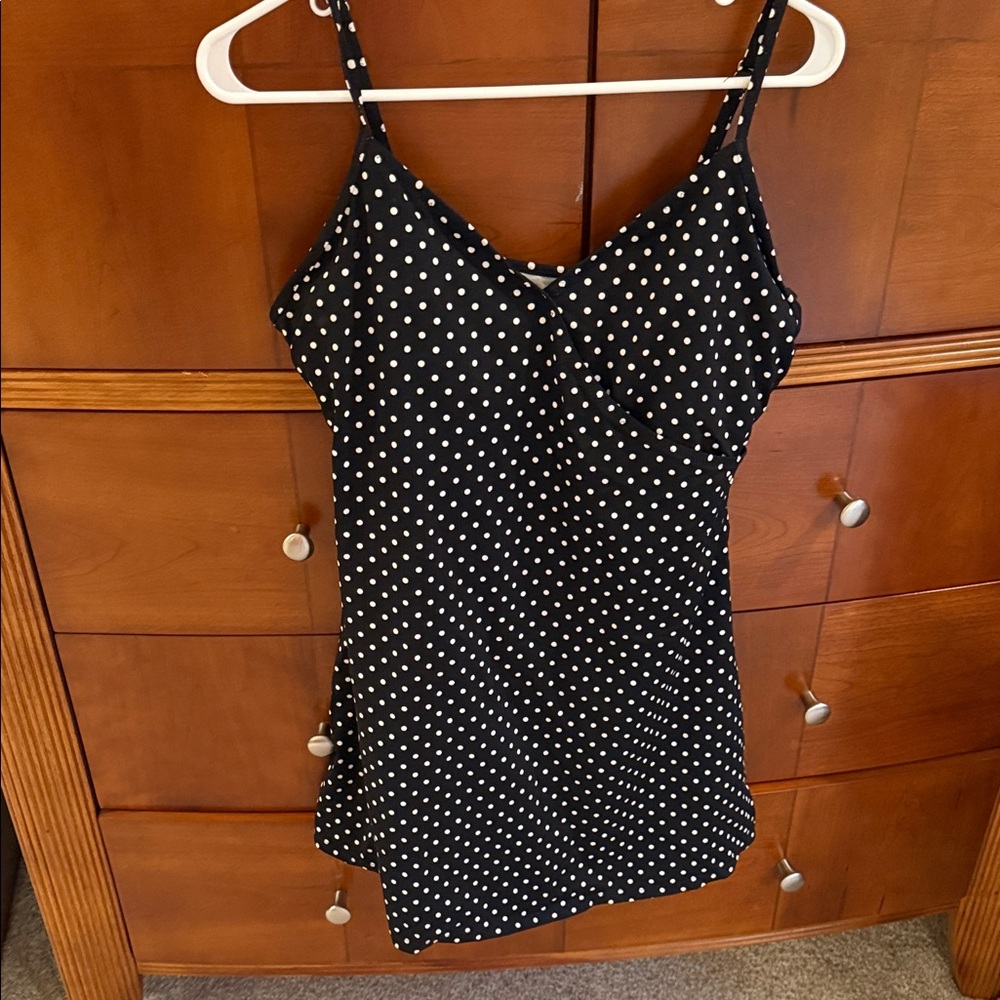 Garnet Hill Black Polka Swim Dress size 12